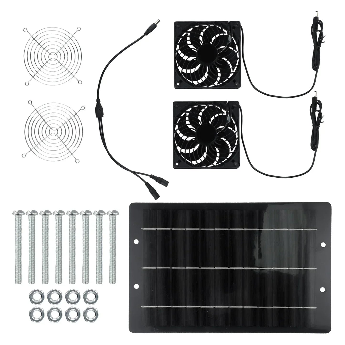 40W Solar Dual Exhaust Fan Kit – IP65 Waterproof, 3000 RPM