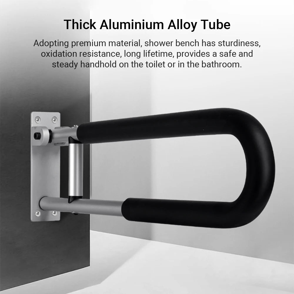 Toilet Handrail Bathroom Safety Bar Hand Support Rail Disabled Handrail Folding Alloy Toilet Accessories Install Bathroom Handle Peaceful Pleasures Health and Wellness