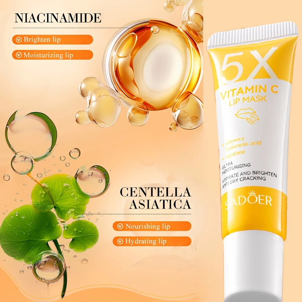 Vitamin C Lip Mask,Pink Tender Moisturizing Nourishing And Hydrating Lip Balm 10gx1pc Peaceful Pleasures Health and Wellness