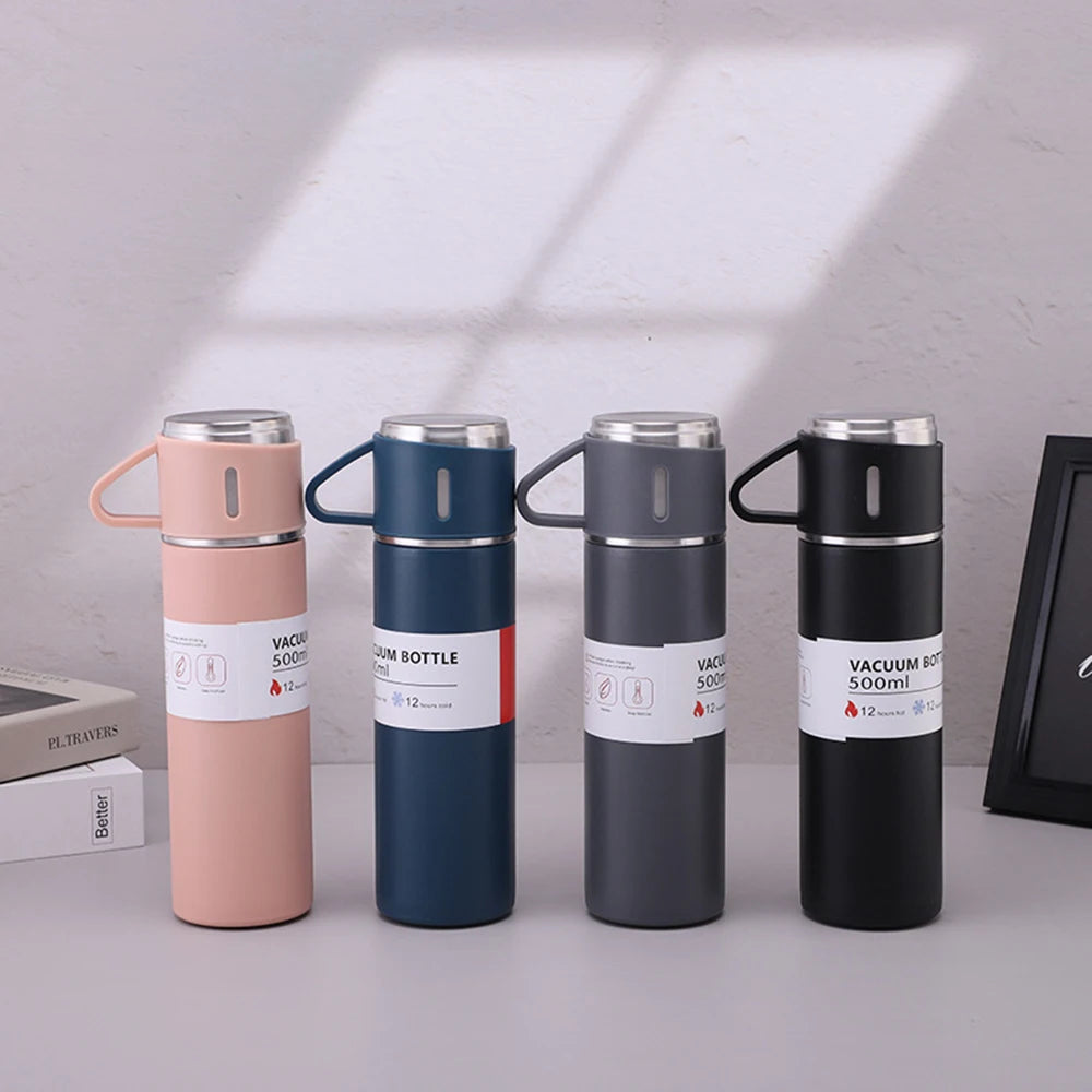 One Cup Three Lid Thermos Cup Set 304 Stainless Steel Handle Lid Gift Cup Men's And Women's Portable Gift Box Set Peaceful Pleasures Health and Wellness