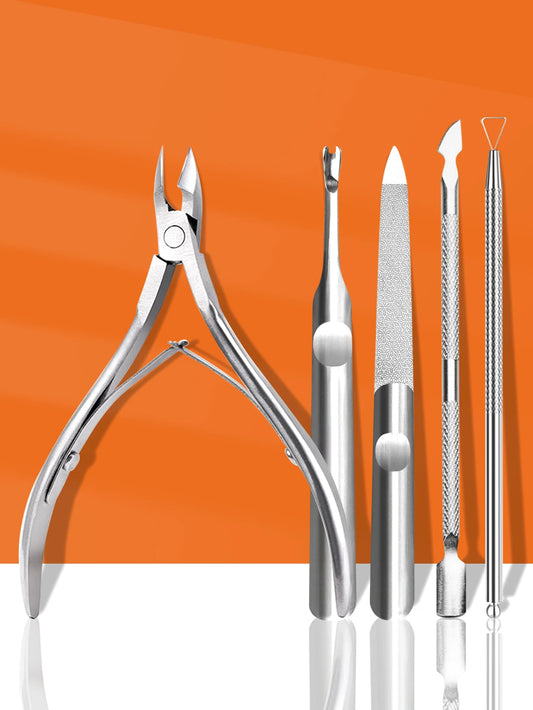 TWOING Professional Stainless Steel Nail Cutter Scissor Nippers Function Cuticle Pusher Remover Manicure Nail Art Care Tool Kit Peaceful Pleasures Health and Wellness