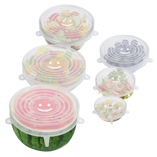 Adjustable Silicone Food Storage Stretch Caps – 6-Piece Set Silicone Food Covers Peaceful Pleasures Health and Wellness