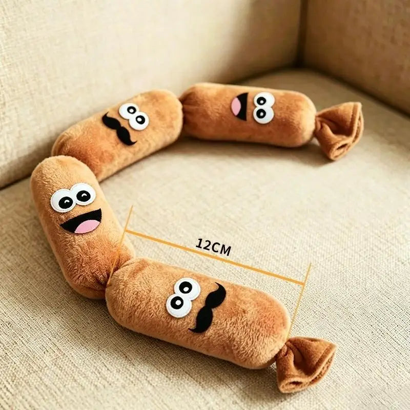 Marbit Sausage Squeaky Plush Chew Toy for Dogs | Teeth Cleaning
