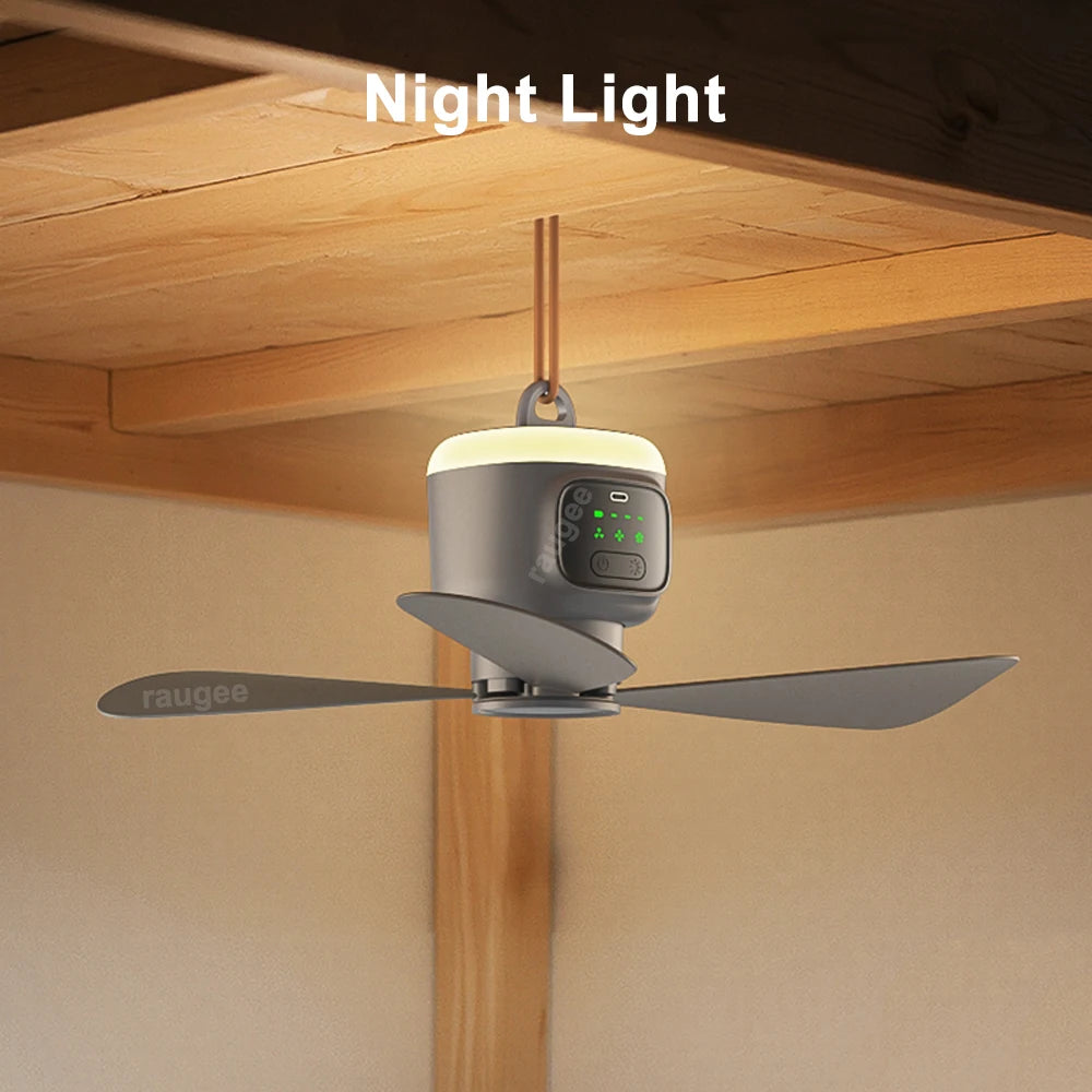 12000mAh Rechargeable Ceiling Fan Outdoor Tent Hook Wireless Ceiling Fan Portable Air Circulation Camping Fan with Light Remote Peaceful Pleasures Health and Wellness
