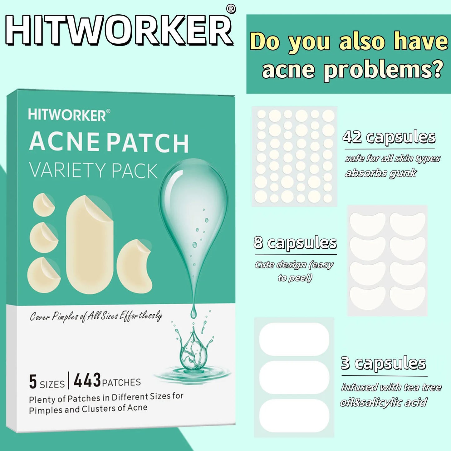 Hydrocolloid Acne Patches – Invisible, Waterproof | All Skin Types