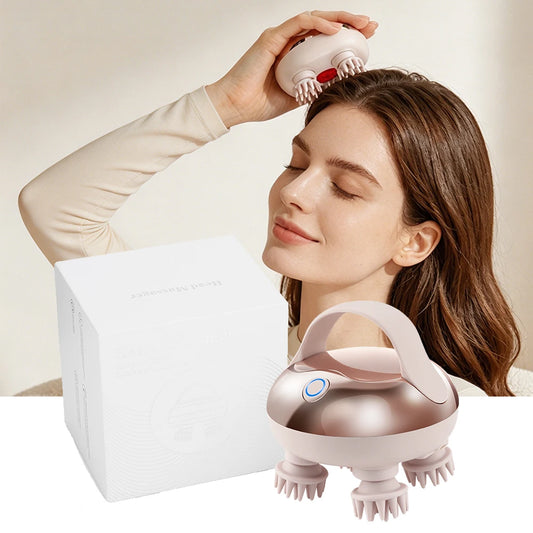 Handheld Head Massager for Migraine Stress Relief Kneading 4 Claws Scalp Massager Deep Tissue Relax Electric Cat Head Scratcher Peaceful Pleasures Health and Wellness