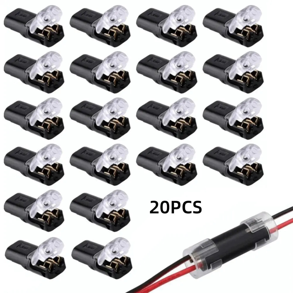 2-Pin No-Strip Spring Wire Connector | Crimp Terminal Block 20pk