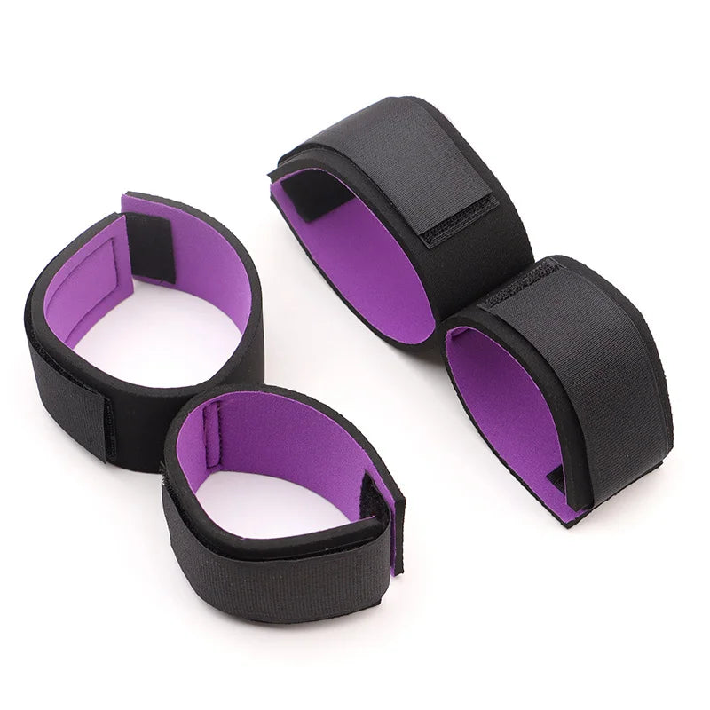 BDSM Bondage Set Adult Games Ankle Cuffs Sex Toys for Women Couples Slave in Bed SM Soft Strap Handcuffs Sex Shop Peaceful Pleasures Health and Wellness Purple