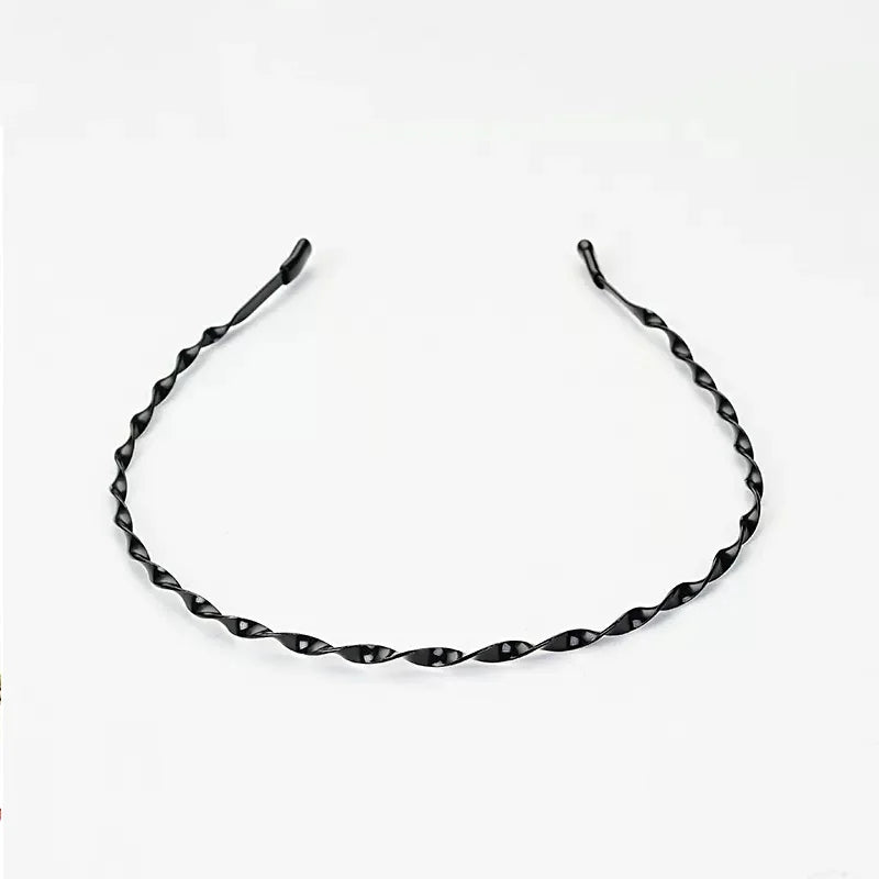 Fashion Metal Hair Band Men Women Unisex Black Waved Head Hoop Sports