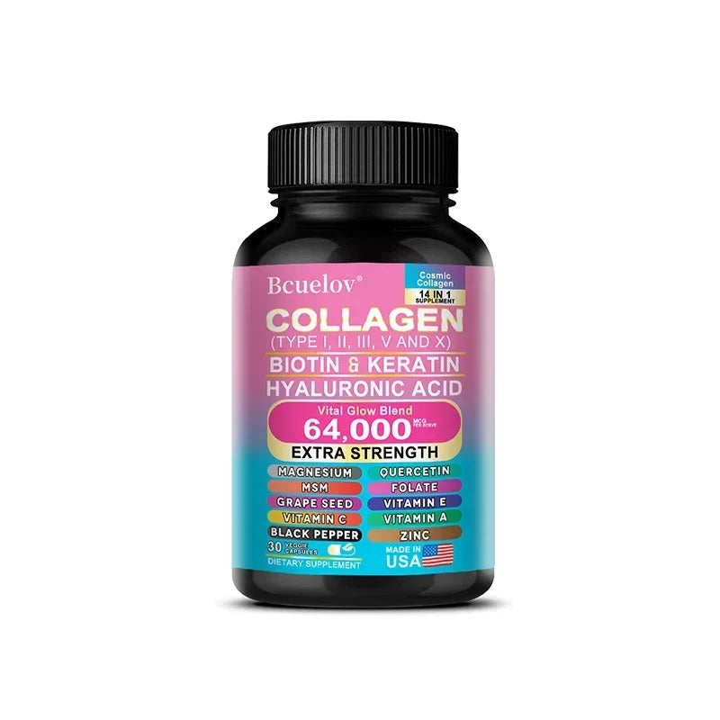 Bcuelov 14-in-1 Collagen Peptide Capsules | Skin Hair Nails