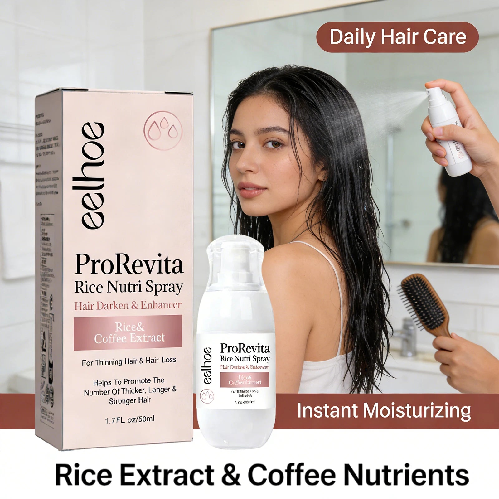 Rice Hair Care Spray Promote Hair Growth Repair Damaged Hair Strengthens Hair Fibers Reduces Hair Loss Breakage Rice Nutri Spray Peaceful Pleasures Health and Wellness