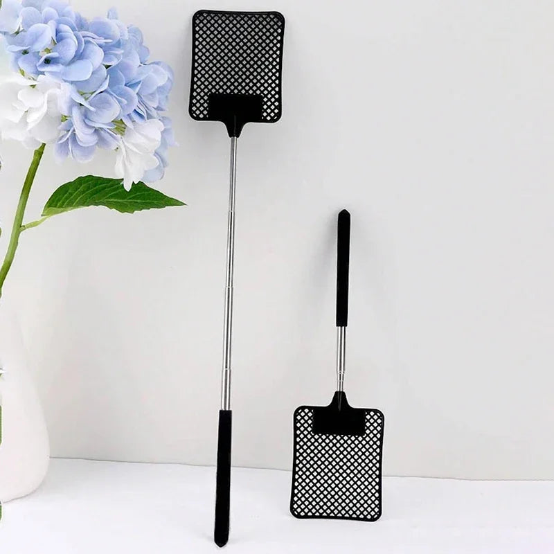1 Pack Of Black Creative Fly Swatter Mosquito Swatter Stainless Steel Expansion Design Fly Repellent Supplies Peaceful Pleasures Health and Wellness