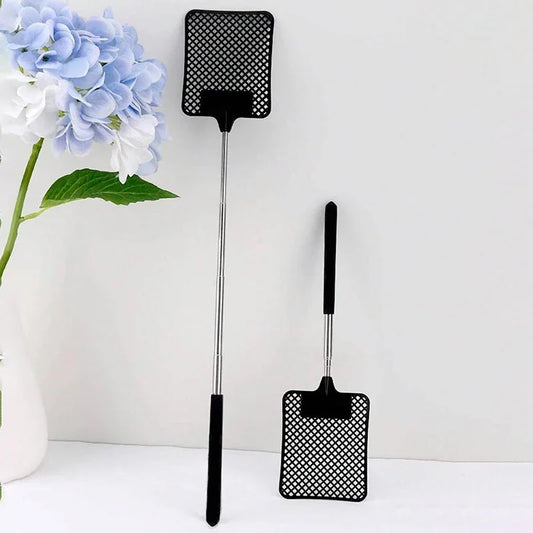 1 Pack Of Black Creative Fly Swatter Mosquito Swatter Stainless Steel Expansion Design Fly Repellent Supplies Peaceful Pleasures Health and Wellness