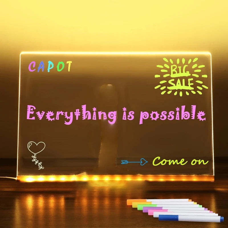 Large LED Message Board with Color Changing Light Acrylic Handwritten Billboard for Creative Stall Advertising and Night Light Peaceful Pleasures Health and Wellness