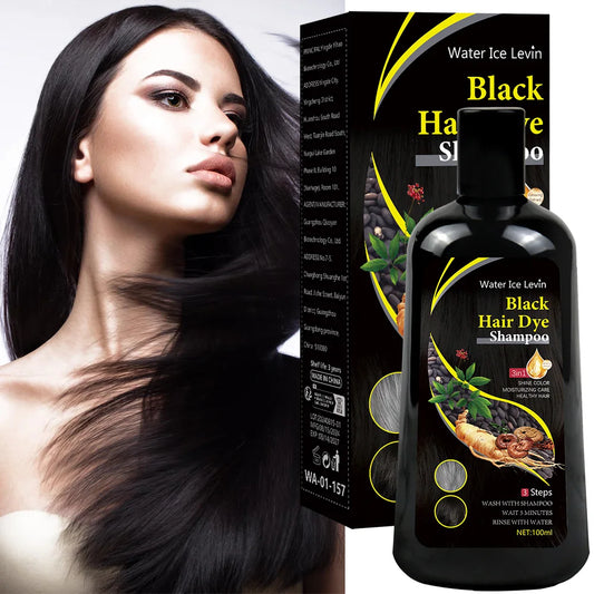 Black Hair Dye Shampoo 3-in-1 | Natural Herbal Formula 100ml Hair Color Shampoo Peaceful Pleasures Health and Wellness