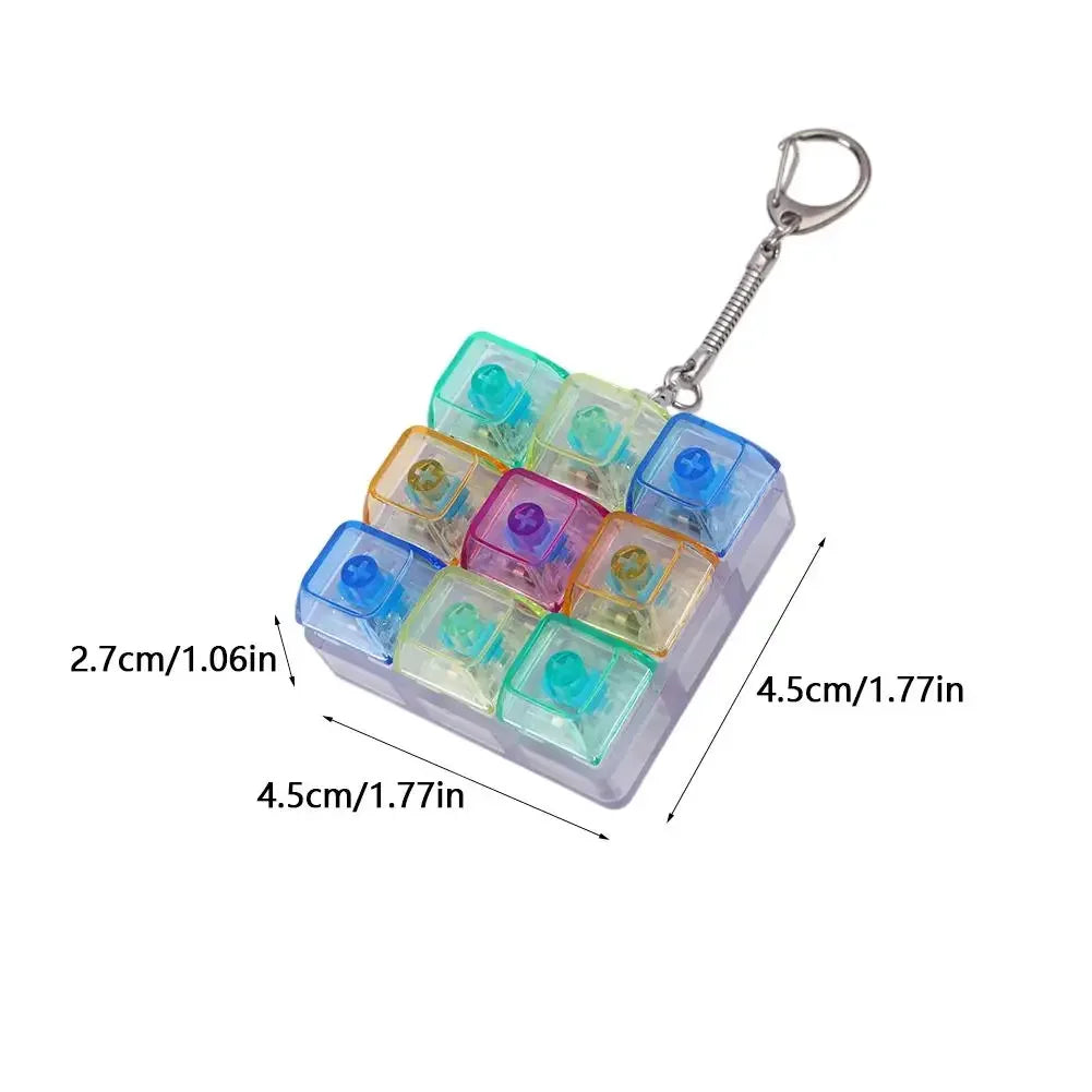 Transparent 9 Keys Mechanical Keyboard Keychain, LED Light Fidget Toy, Stress Relief Clicker Portable Keyring for Adults & Teens Peaceful Pleasures Health and Wellness