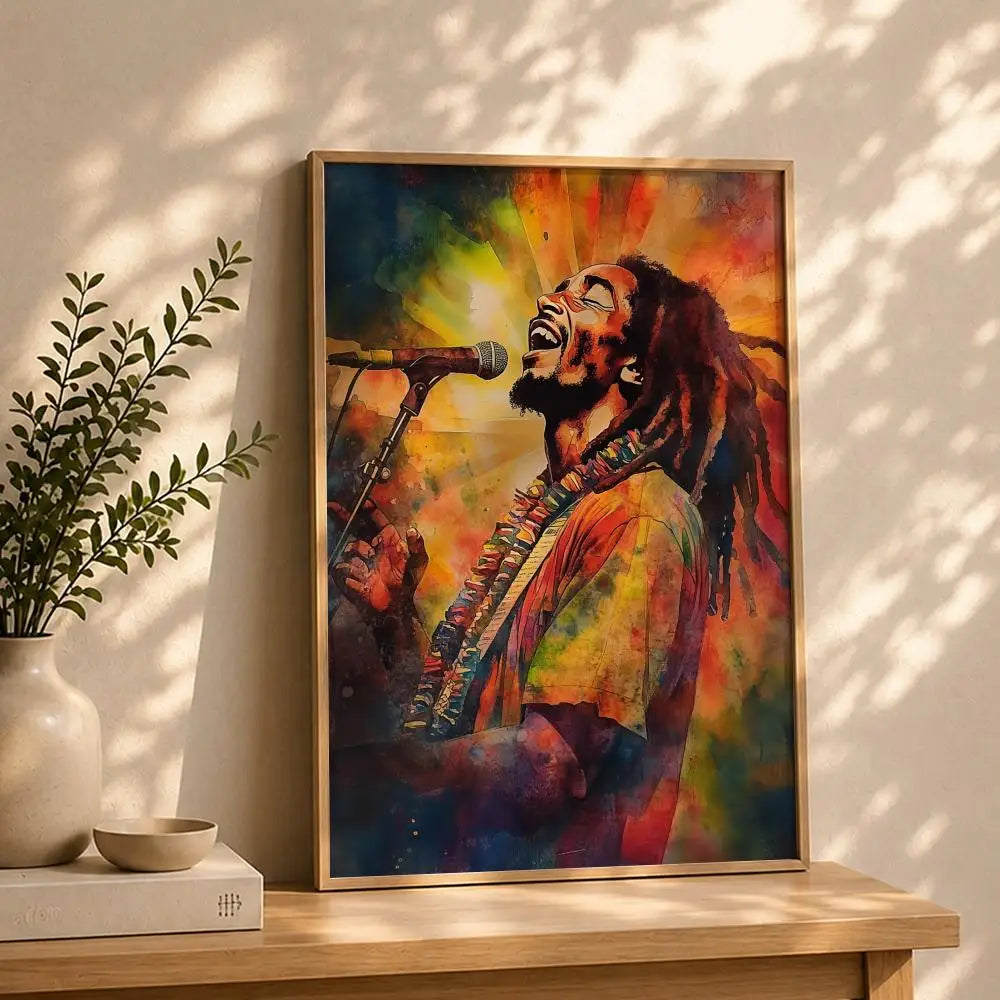 Bob Marley HD Self-Adhesive Waterproof Wall Poster | Home & Dorm Wall Art Poster Peaceful Pleasures Health and Wellness White3 30X40cmNoframe