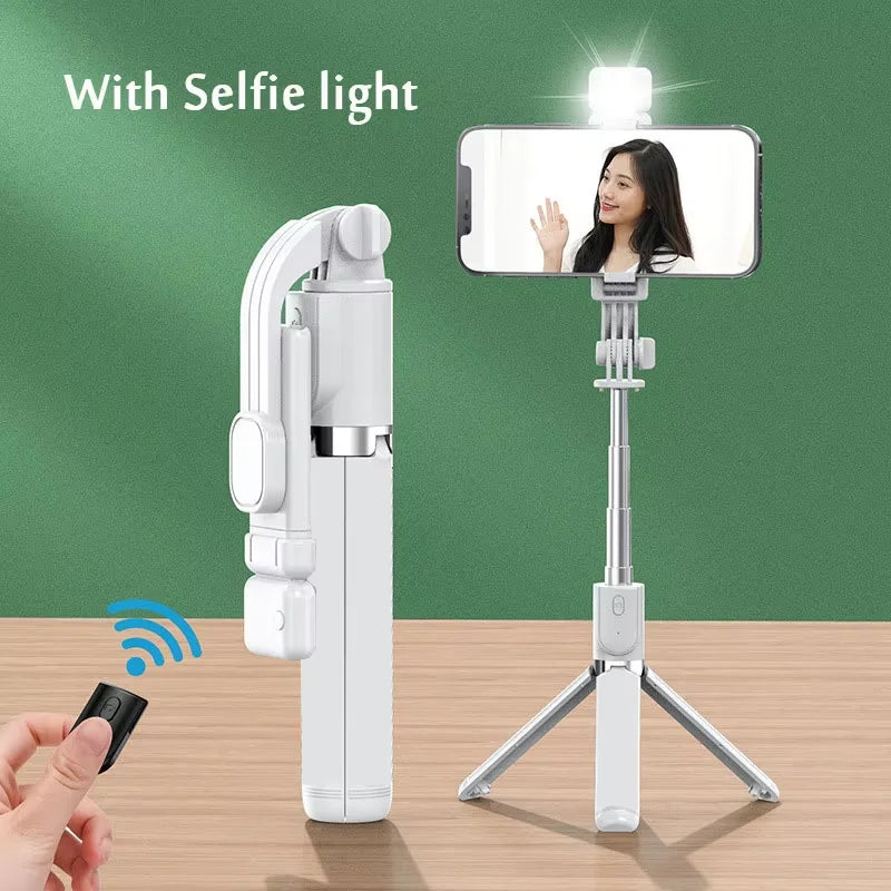 Selfie Stick Tripod with Light & Wireless Remote, Portable Bluetooth Retractable 70CM Phone Holder for Travel Vlog. Peaceful Pleasures Health and Wellness With selfie Light W