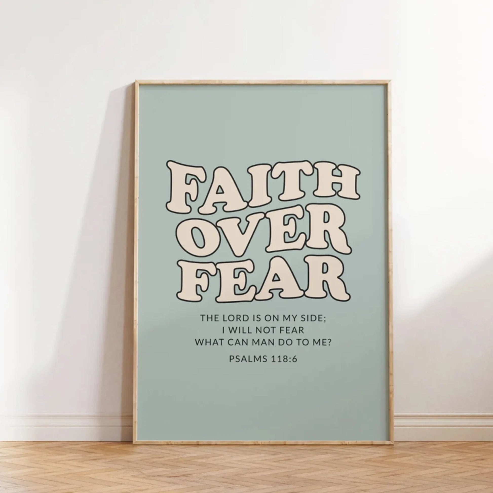 Retro Christian Psalm Scripture Faith Over Fear Wall Art Print Canvas Painting Poster Picture For Living Room,Bedroom Home Decor Peaceful Pleasures Health and Wellness G3436-1 21x30cm No Frame