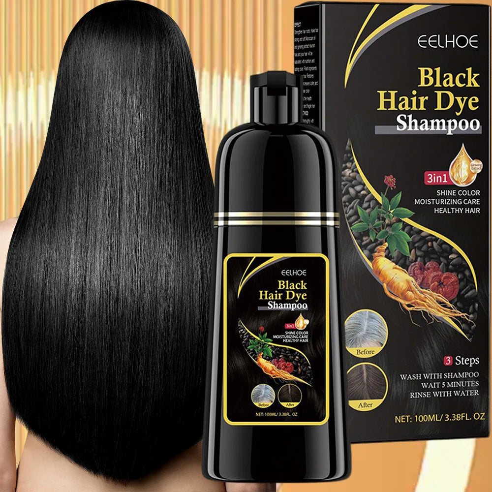 3 In 1 Instant Coloring Shampo Change Hair Color Gray Hair to Black Natural Black Color for Men Women Hair Dye Deep Nourishing Peaceful Pleasures Health and Wellness Default Title