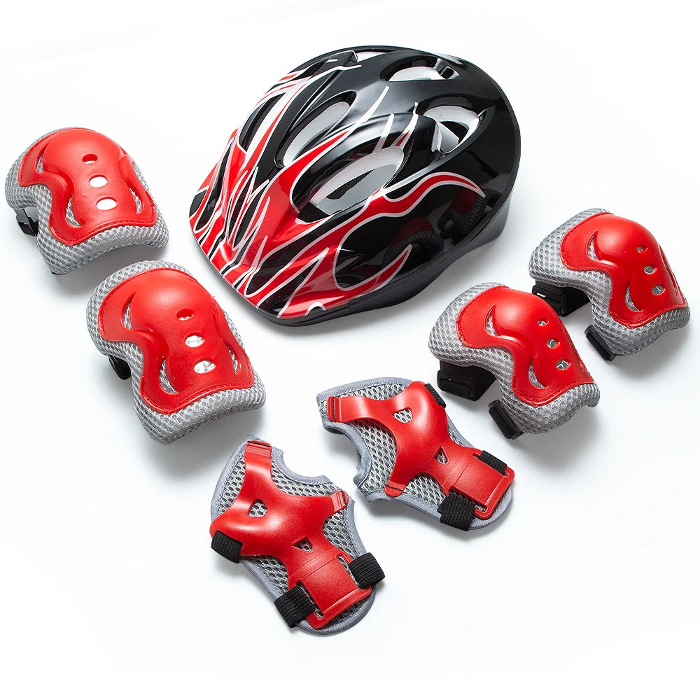 7PCS Adjustable Kids Toddler Helmet with Knee Pads,Elbow Pads & Wrist Guards,Bike Helmet for Skateboard,Skating,Biking,Cycling Peaceful Pleasures Health and Wellness Red-7PCS