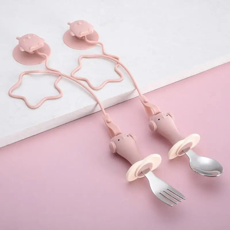 Infant Training Spoon & Fork Set | BPA-Free Silicone Suction