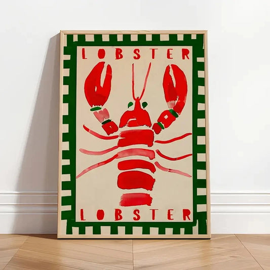 Red Lobster Canvas Wall Art Print | Kitchen & Home Decor Canvas Wall Art Peaceful Pleasures Health and Wellness G2632-1 40x50cm Black Frame