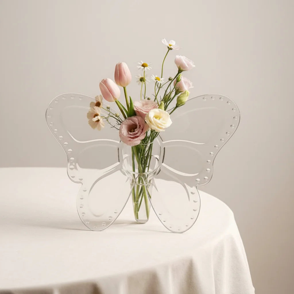Transparent Butterfly Acrylic Flower Vase | Modern Decor
