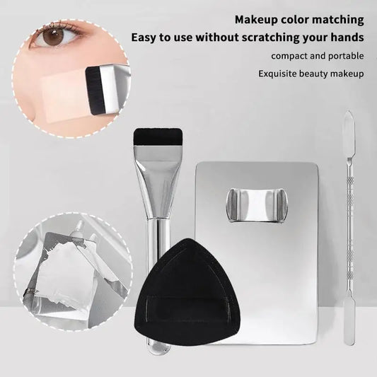 1/3/4pcs Foundation Makeup Tools Kit Foundation Brush Powder Puff And Cream Palette Portable Makeup Tool For Travel Daily Peaceful Pleasures Health and Wellness