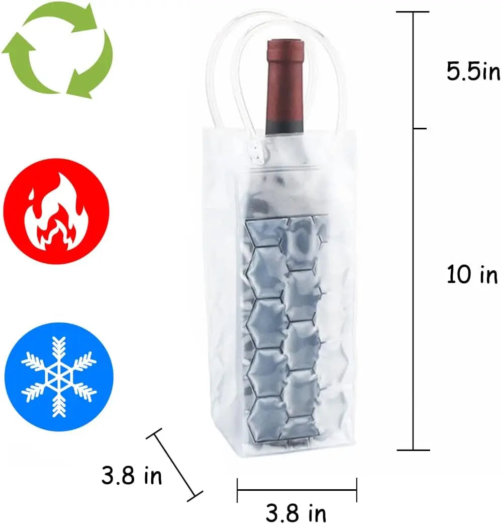 Ice Chiller Bag for Wine Bottle Cooler for Party Cooler for Red White Champagne or Sparkling Gel Cooling Holder Freestanding Peaceful Pleasures Health and Wellness Clear
