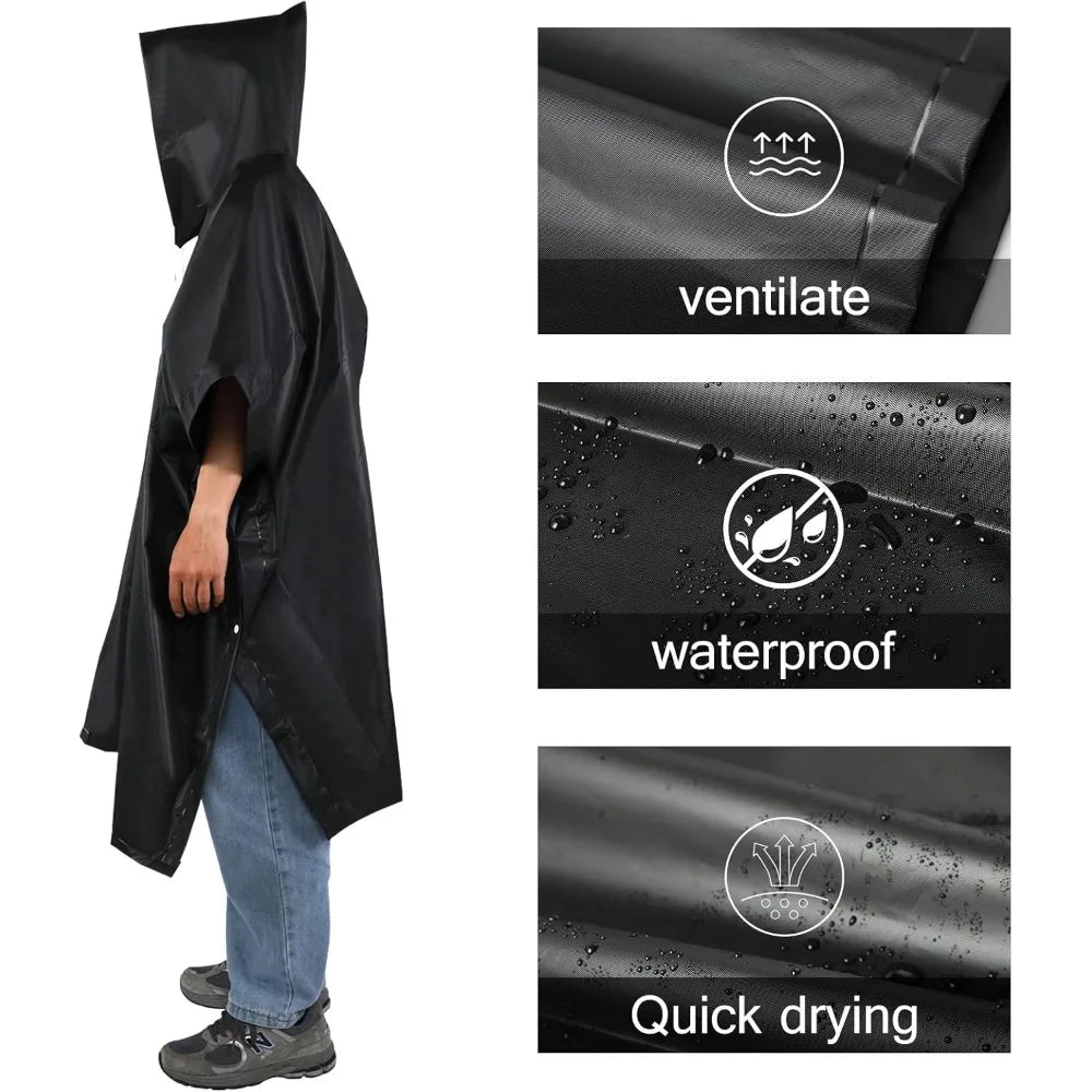 3-in-1 Waterproof Rain Poncho – Hooded Raincoat for Outdoors