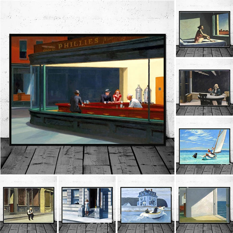 Edward Hopper Famous Realistic Master Art Poster Canvas Painting Nighthawks Life Landscape Wall Art Living Room Home Decorati Peaceful Pleasures Health and Wellness