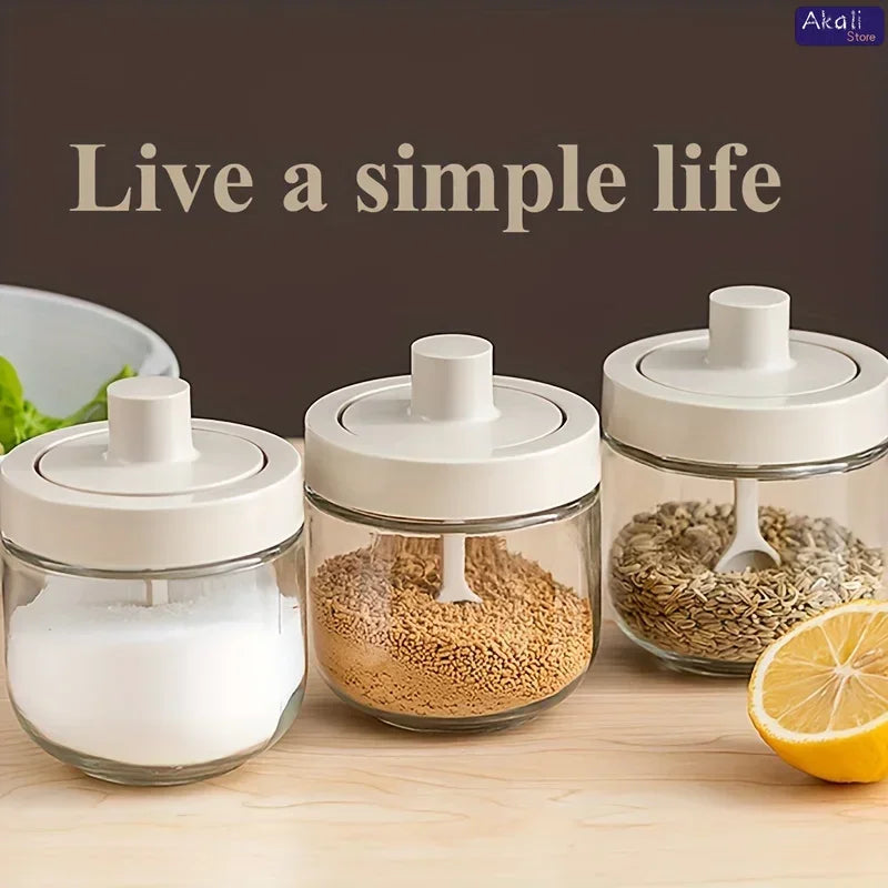 Kitchen Seasoning Jar Household Salt Jar Spice Box Storage Box Chili Seasoning Dispenser Sealed Bottle Practical Kitchen Storage Peaceful Pleasures Health and Wellness