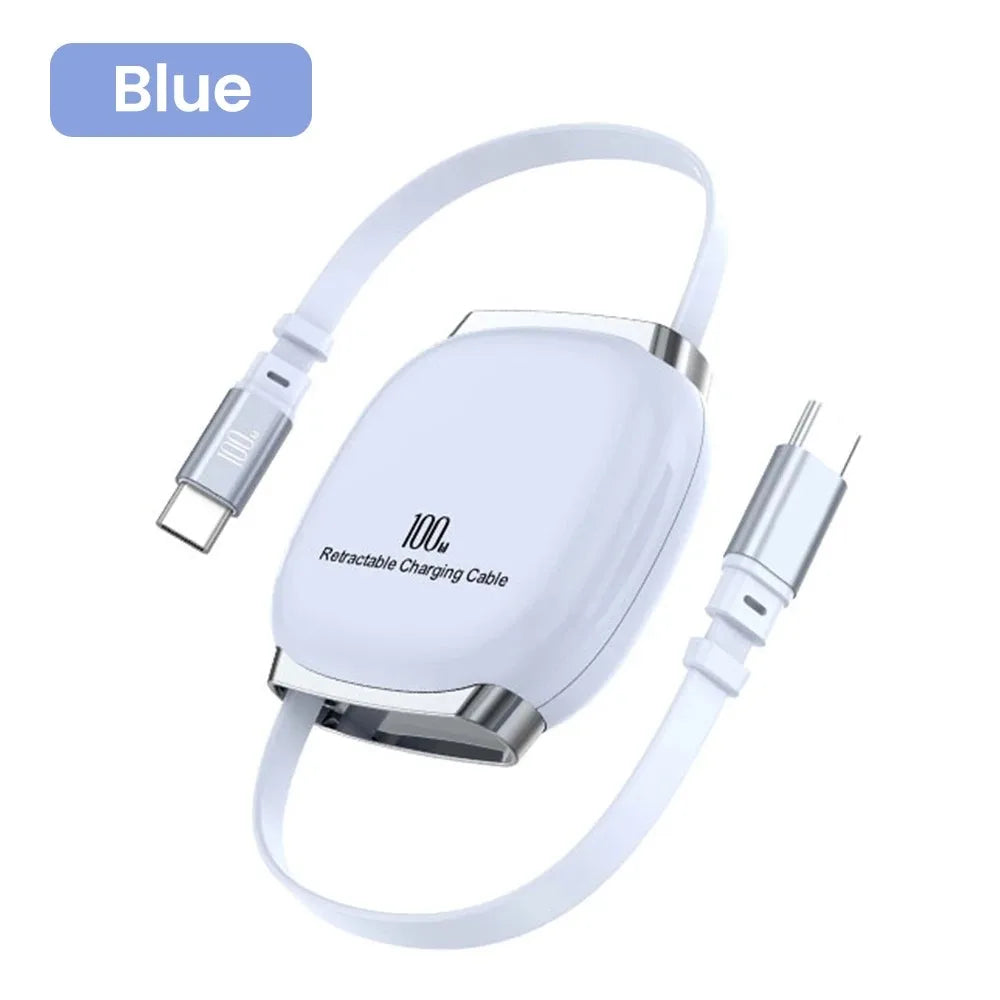 100W USB-C Retractable Fast Charging Cable with Storage Box