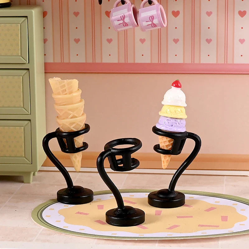 Dollhouse Miniature Ice Cream Stand & Cone Holder 1:12 Scale