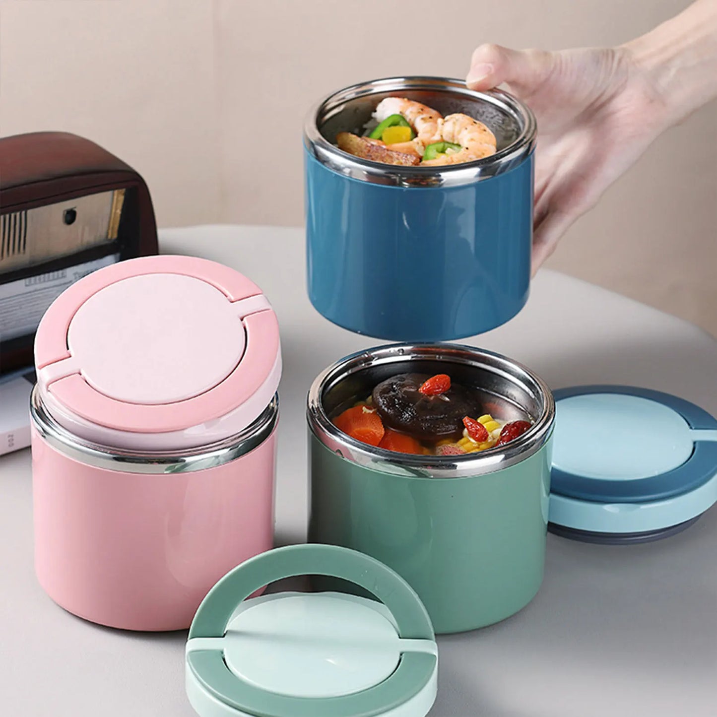 Lunch Box Food Containers Stainless Steel Large Capacity Snack Box Container For Outing Camping Traveling Peaceful Pleasures Health and Wellness