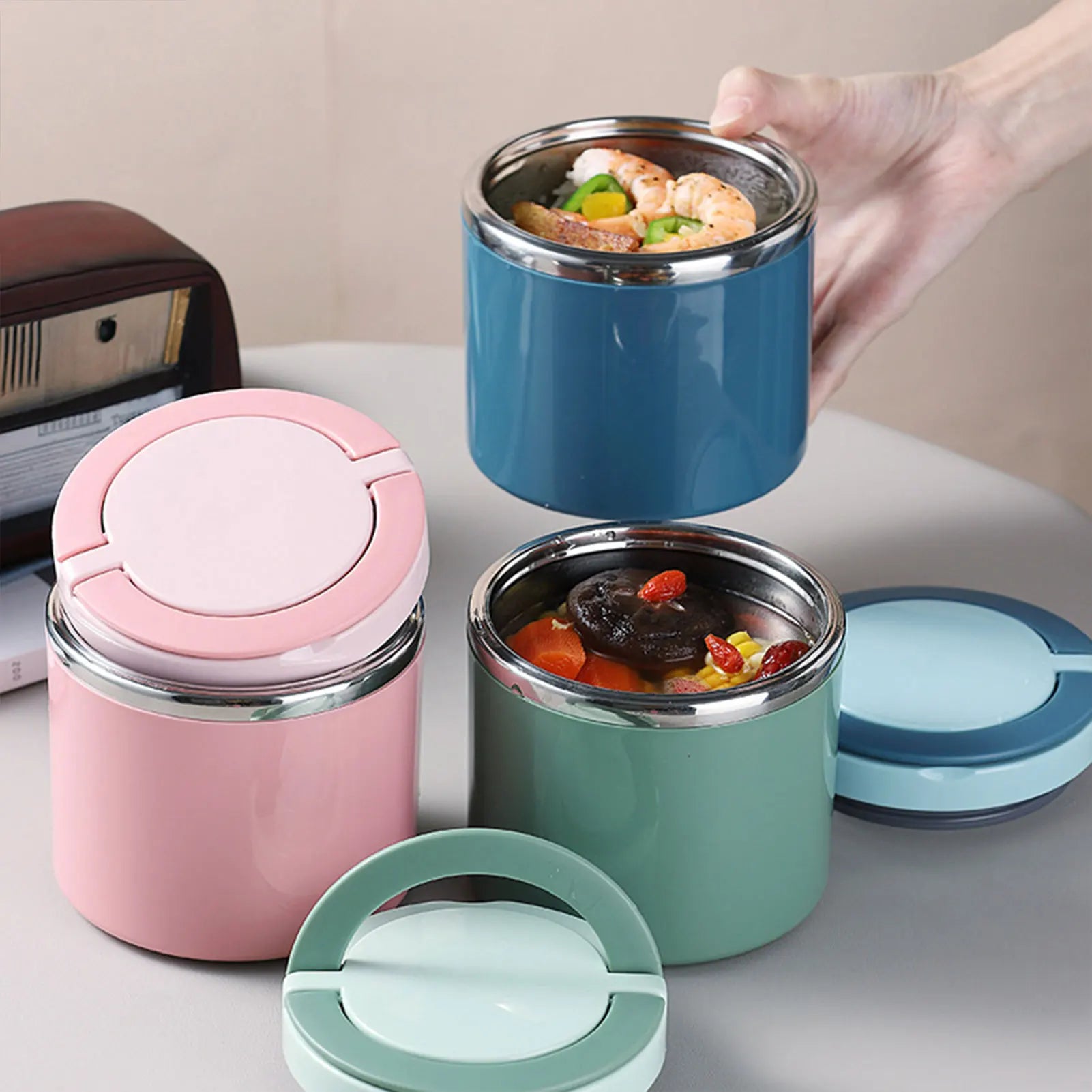 Lunch Box Food Containers Stainless Steel Large Capacity Snack Box Container For Outing Camping Traveling Peaceful Pleasures Health and Wellness