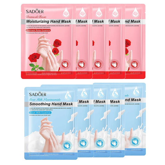 Hydrating Hand Mask Gloves – Rose & Milk, 1 or 5-Pack Peaceful Pleasures Health and Wellness