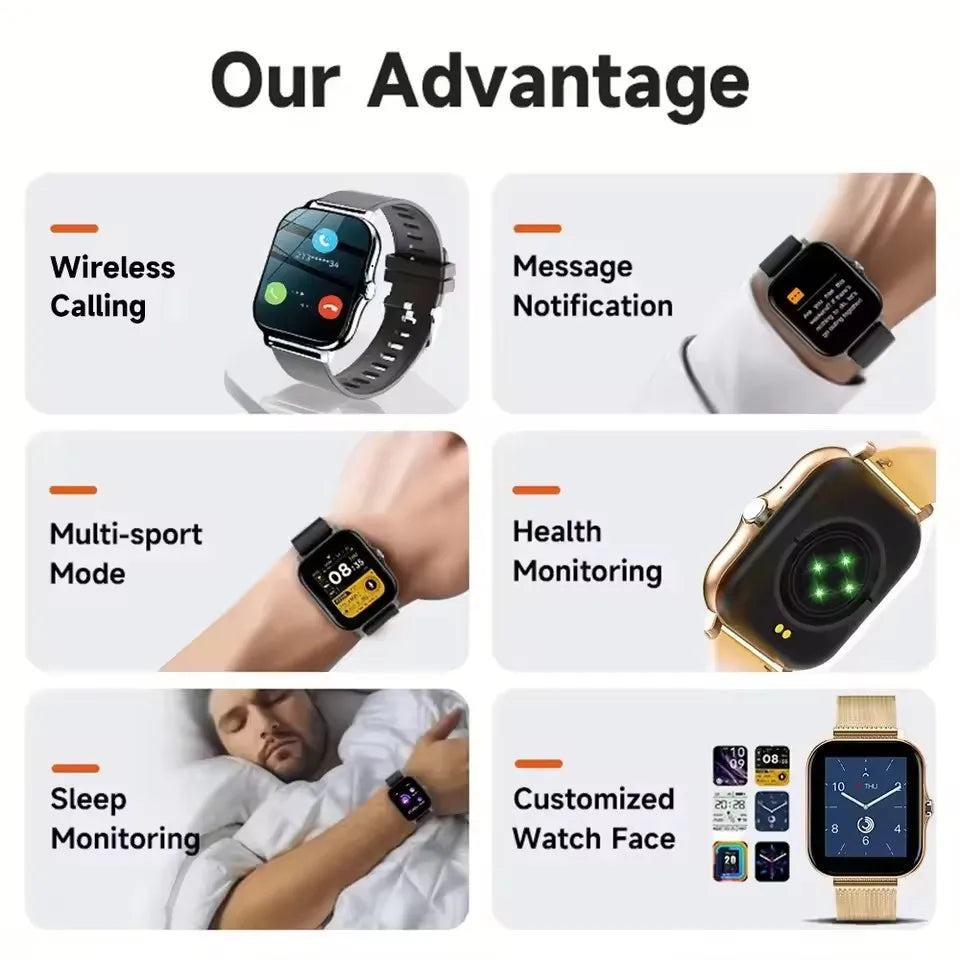 2025 New Smart Watch GPS Tracking Bluetooth Talk Full Touch Screen Heart Rate Monitor Sports Fitness Smart Watch Men Women Gift Peaceful Pleasures Health and Wellness