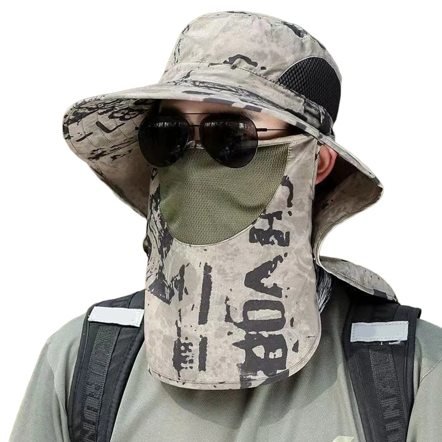 Unisex Sun-Protection Fishing Hat UPF50+ Wide Brim Outdoor UV-Protection Cap with Neck Flap for Hiking Fishing Travel Peaceful Pleasures Health and Wellness Khaki