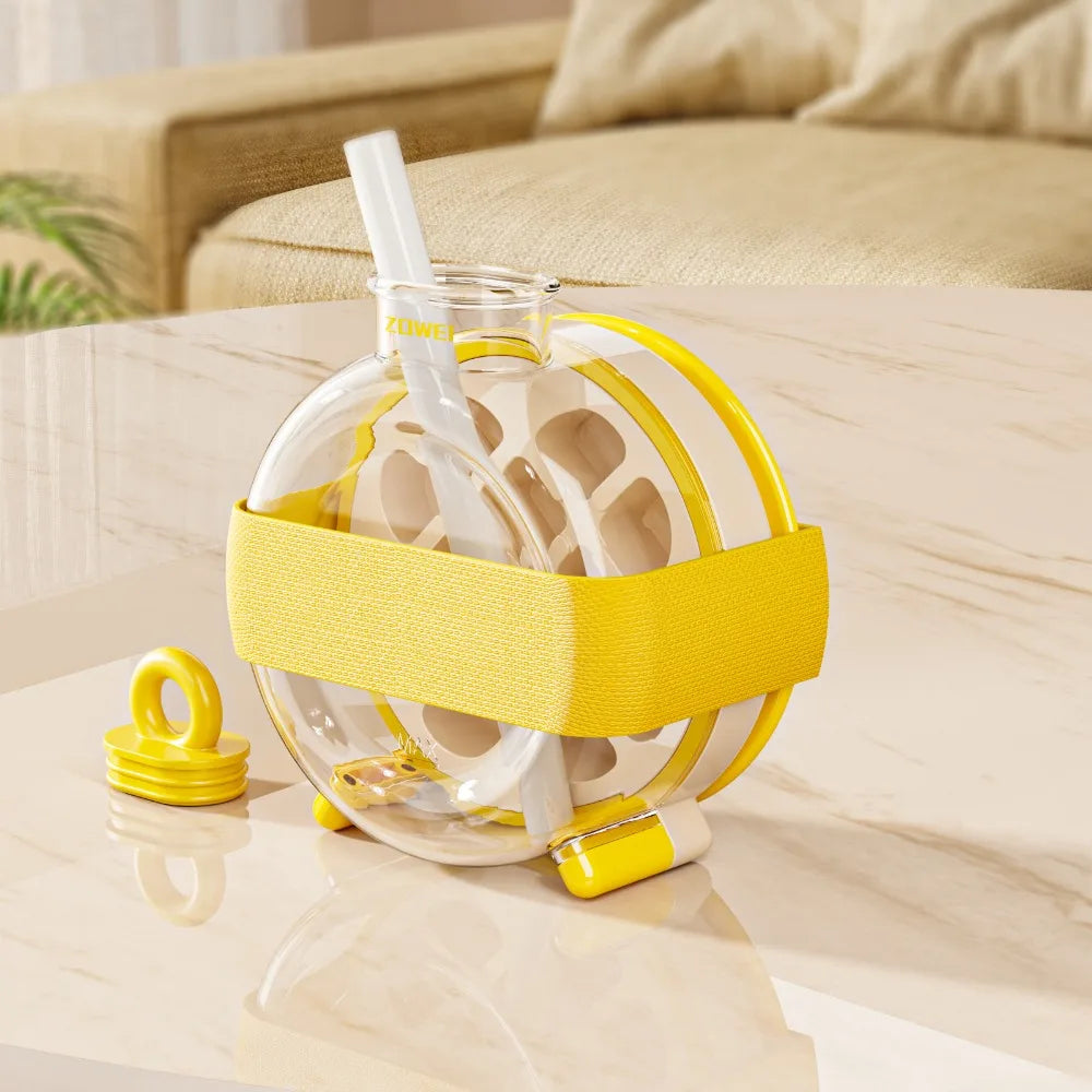 Food Storage Plastic Ice King Cup Heat Relief Press Mechanism Ice Making Box Summer Design Ice Storage Box Kitchenware Peaceful Pleasures Health and Wellness Yellow with Straw