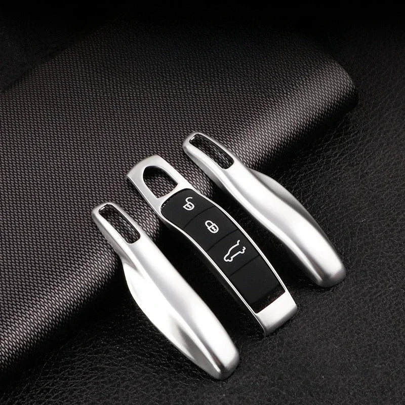 Car Smart Remote Key Case Fob Covers Set Shell for Porsche Panamera Spyder Carrera Macan Boxster Cayman Cayenne 911 970 981 991 Peaceful Pleasures Health and Wellness Matte silver