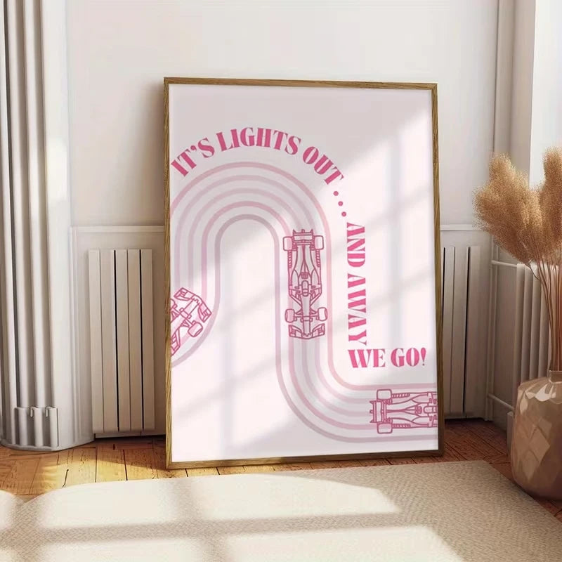 Modern Pink Chase Canvas Wall Art Print | Home Decor