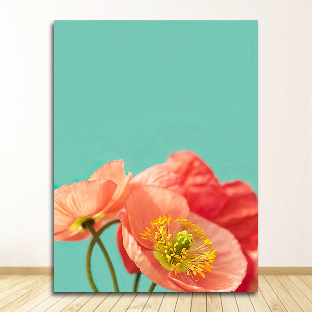 Tropical Plants & Orange Cat Canvas Wall Art | Nordic Print