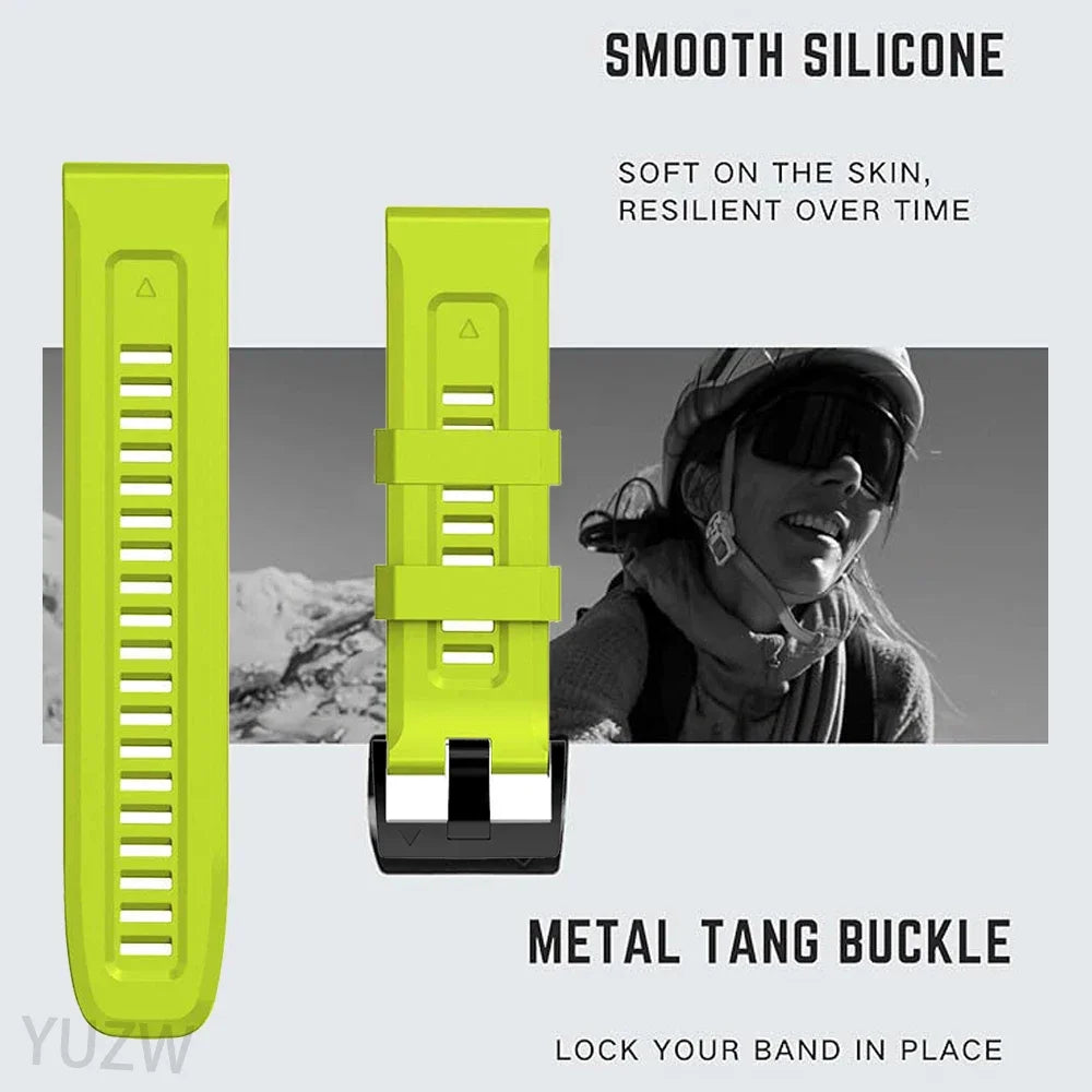 QuickFit 22mm 26mm Silicone Band for Garmin Fenix 8 Tactix Enduro