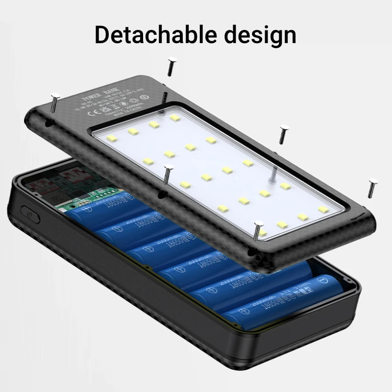 DIY 18650 Power Bank Case – Dual USB, Type-C & LED Light