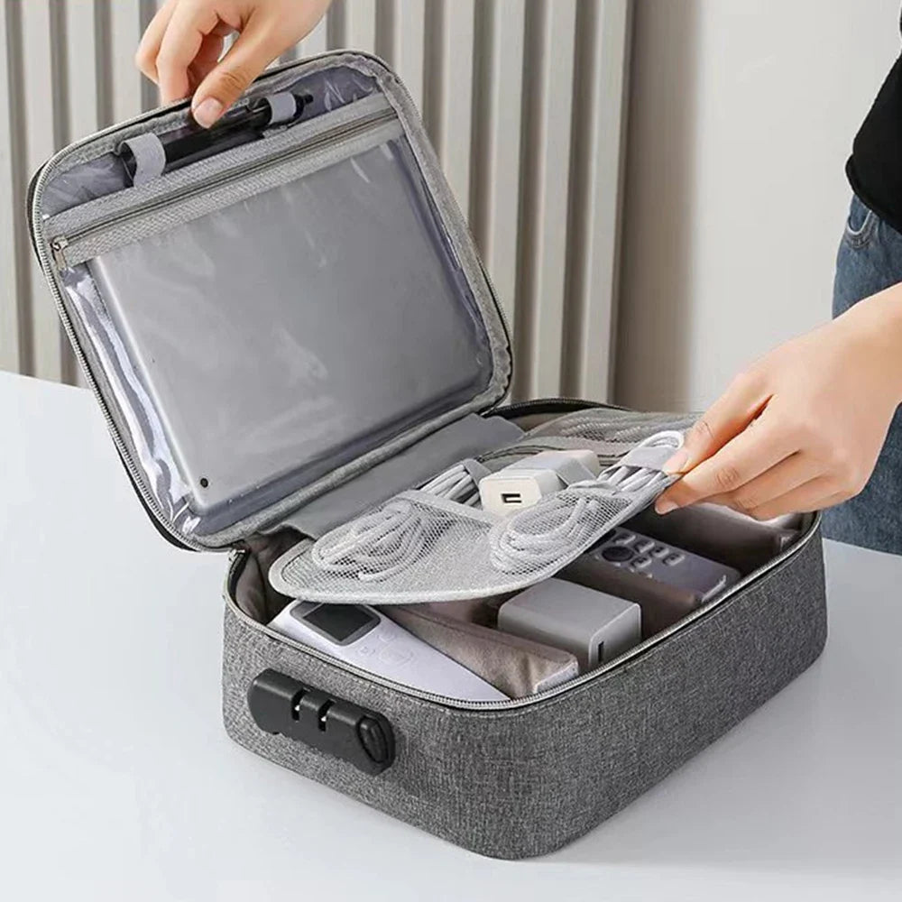 Oxford Travel Storage Bag with Password Lock | 3-Layer Organizer