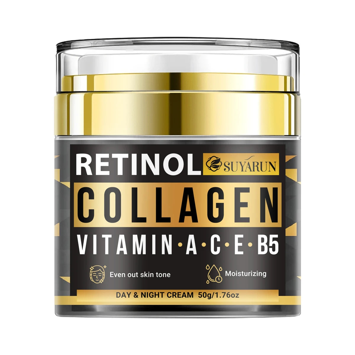 SUYARUN Collagen Retinol Face Cream with Vit C&E - Anti-Aging, Brightening & Firming Moisturizer for Youthful Glow. Peaceful Pleasures Health and Wellness 50g