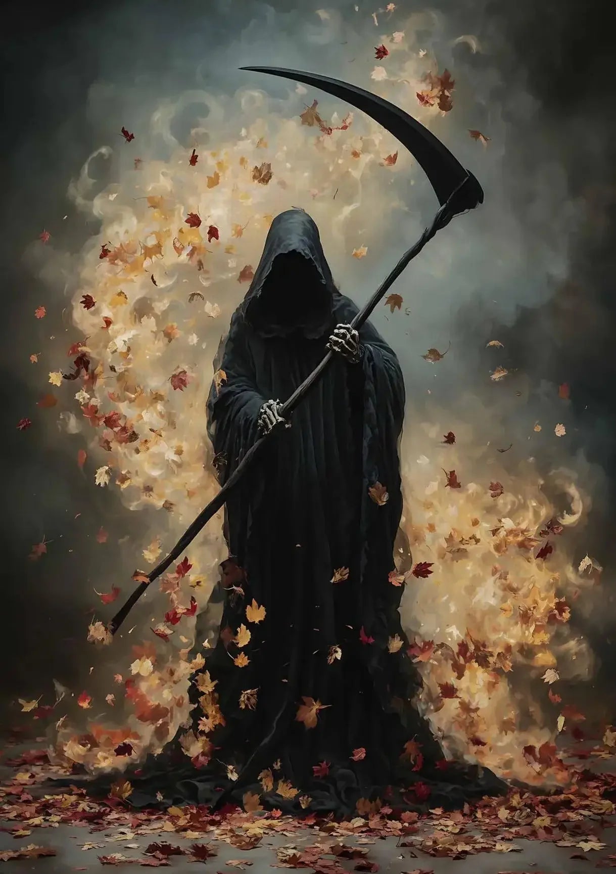Dark Victorian Reaper Crow Ghost Canvas Wall Art Print | Gothic