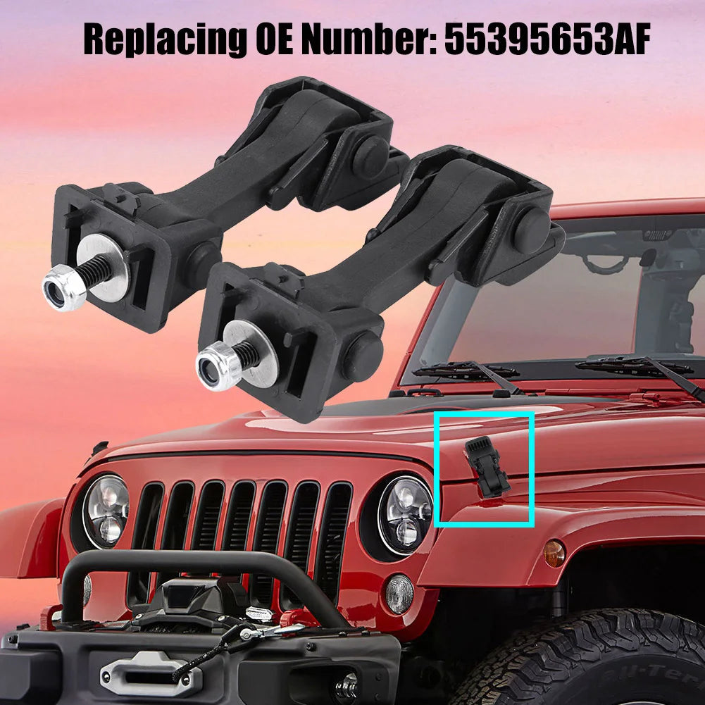 Hood Latch Safety Catches Brackets Jeep Wrangler JK 2007 2008 2009